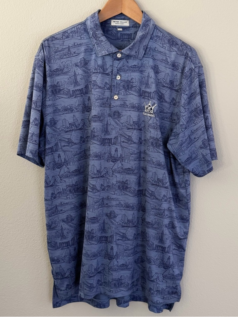 Peter Millar Polo Mens NY Skyline Kingsbarn Scotland Logo Summer Comfort